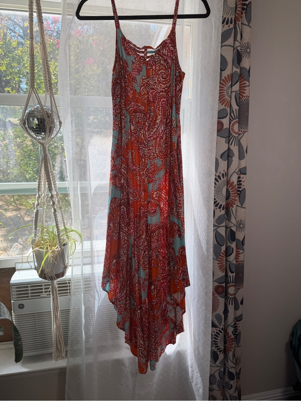Boho Paisley Jumpsuit in Orange and Light Blue